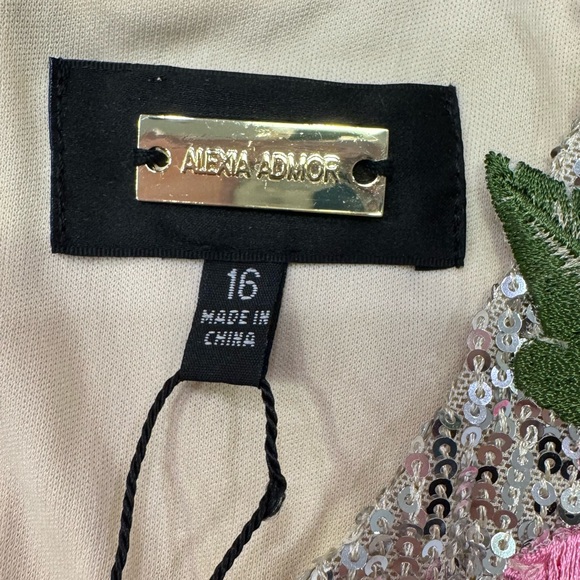 ALEXIA ADMOR BOSTON PROPER Sequin Sleeveless Dress with Embroidered Roses 16 NWT - Picture 9 of 9